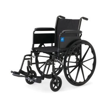 Guardian K3 Wheelchair with Full-Length Arms and Swing-Away Footrests 20in Seat 300lbs Black 1Ct