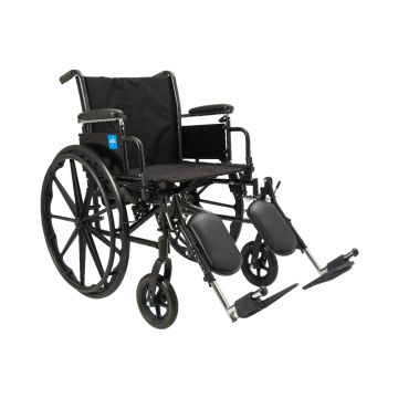 Guardian K3 Wheelchair with Height-Adjustable Desk-Length Arms and Elevating Leg Rests 20in Seat 300lbs Black 1Ct