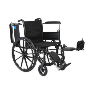 Guardian K3 Wheelchair with Height-Adjustable Full-Length Arms and Elevating Leg Rests 20in Seat 300lbs Black 1Ct