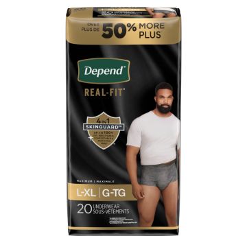 Depend Real Fit Incontinence Underwear Men Maximum Absorbency L/XL 35in-49in 40Ct