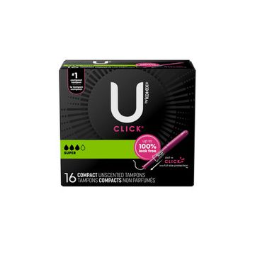 Kotex U Click Compact Tampons Super Absorbency 16/Box 1Ct