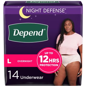 Depend Night Defense Incontinence Underwear Women Overnight Absorbency L 38in-44in 56Ct