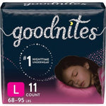 Goodnites Overnight Bedwetting Underwear Girls L 68 - 95Lbs 11Ct