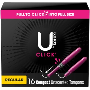 Kotex U Click Compact Tampons Regular Absorbency 16/Box 1Ct