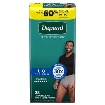 Depend Fresh Protection Incontinence Underwear Men Maximum Absorbency L 35in-43in 56Ct