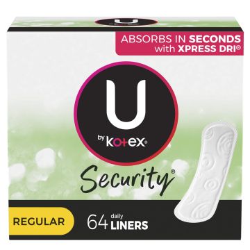 U by Kotex Security Regular Daily Panty Liners 64Ct