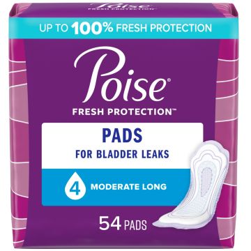 Poise Long Incontinence Pad Women Moderate Absorbency 108Ct