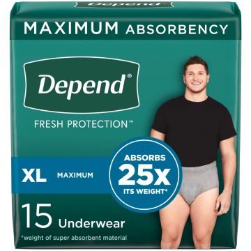 Depend Fresh Protection Disposable Incontinence Brief Men XL 44in-54in 30Ct
