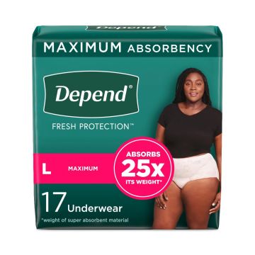 Depend Fresh Protection Disposable Incontinence Brief Women L 38in-44in 34Ct
