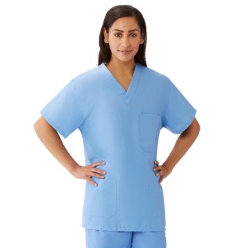 AngelStat Style 630 Reversible Scrub Top V-Neck Unisex Ceil Blue 2XL Regular
