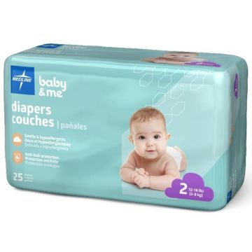 Baby Diapers Size 2 12 - 18 lbs 25/Pack 1Ct