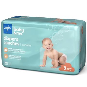Baby Diapers Size 3 16 - 28 lbs 25/Pack 1Ct