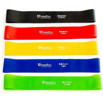 Heelbo Exercise Bands:Exercise Resistance Band Assorted 5Ct
