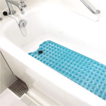 HealthSmart No-Skid Bath and Shower Mats 15.5in x 40in Blue 1Ct