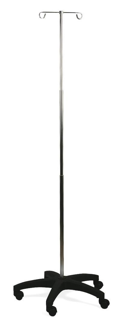 Aluminum Foldable 5-Leg IV Pole, 2 Hooks