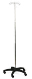 Aluminum Foldable 5-Leg IV Pole, 2 Hooks
