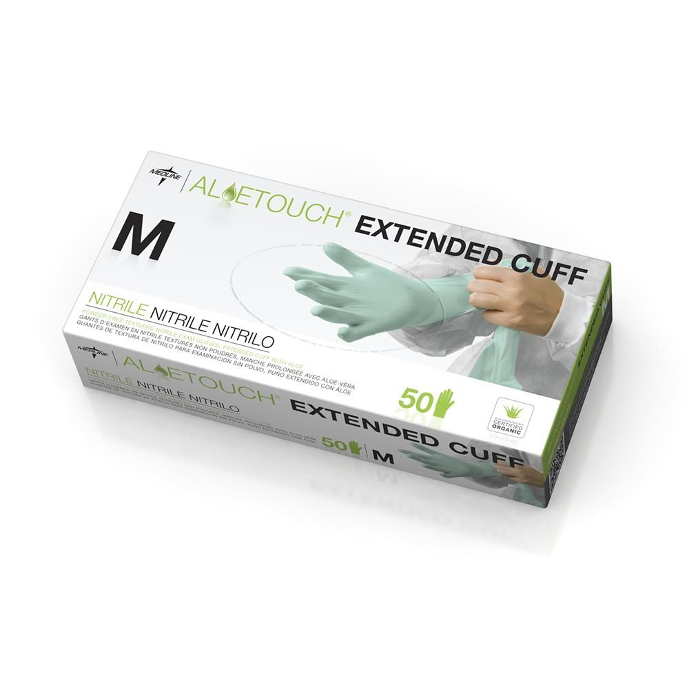 AloeTouch® Nitrile Chemo Glove, Extended Cuff, Green, Medium