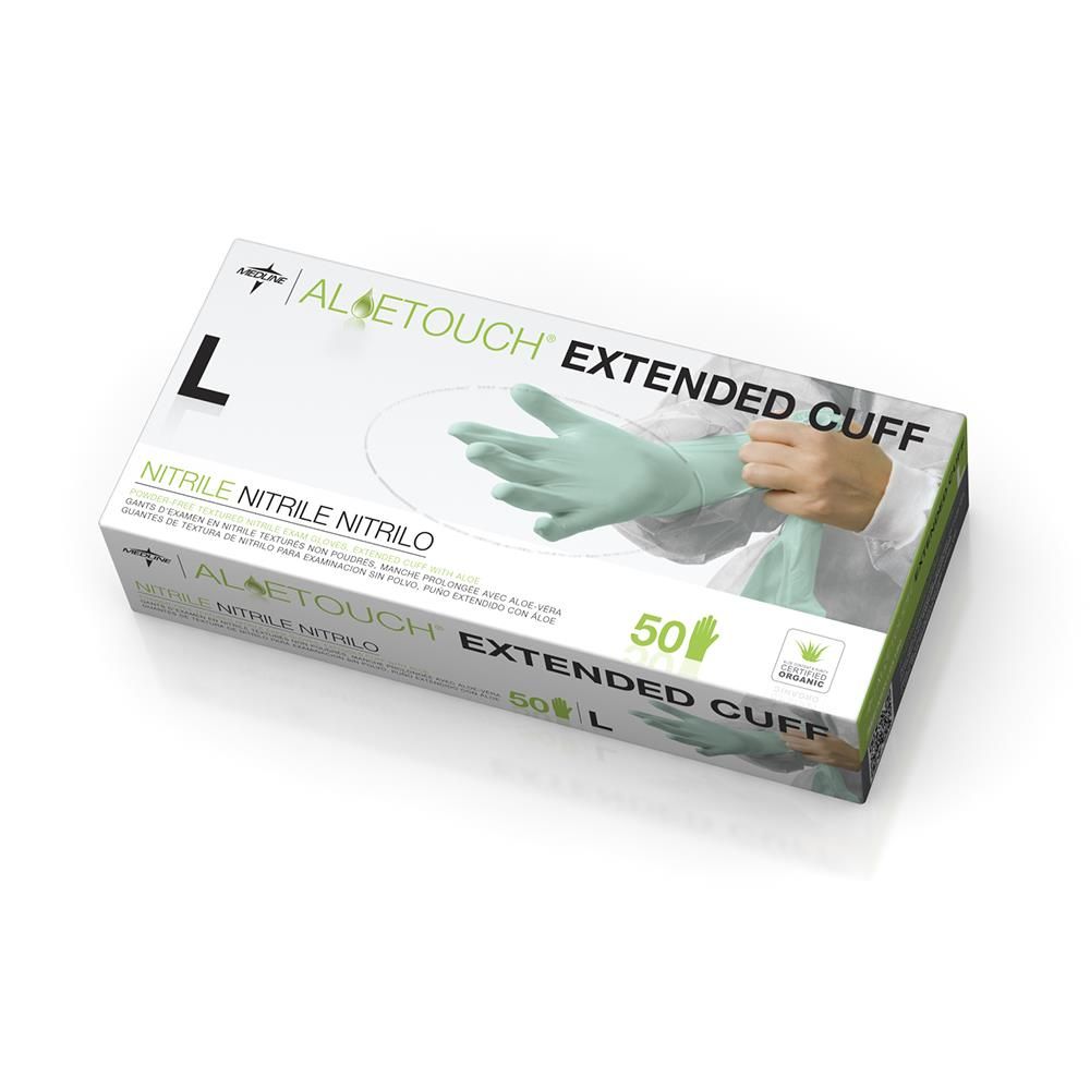 AloeTouch® Nitrile Chemo Glove, Extended Cuff, Green, Large