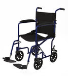 Aluminum Transport Chair with 8" Wheels, Blue