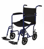 Aluminum Transport Chair with 8" Wheels, Blue