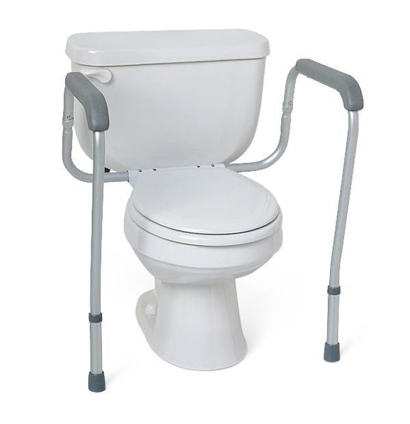 Adjustable Toilet Safety Rail; Aluminum Foldable Toilet Safety Rails, Retail Packaging