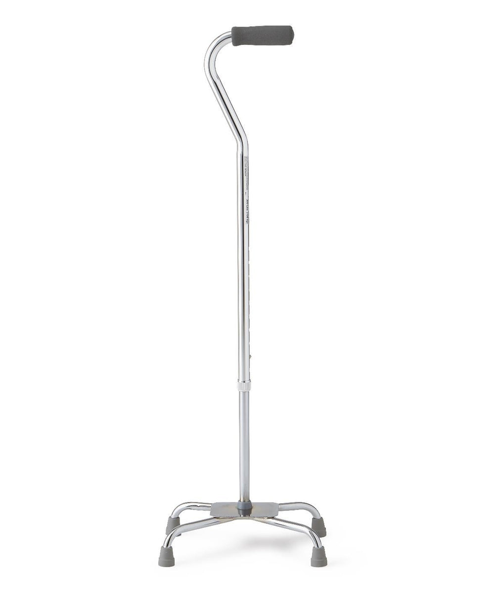 Aluminum Quad Cane with Large Base; Chrome, 300 lb. Weight Capacity