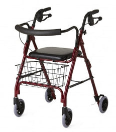 Rollator with Curved Back; burgundy, capacity 250 lb