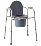 Stationary Steel Drop-Arm Commode Chair with Adjustable Height; Fixed Arm, Standard Width