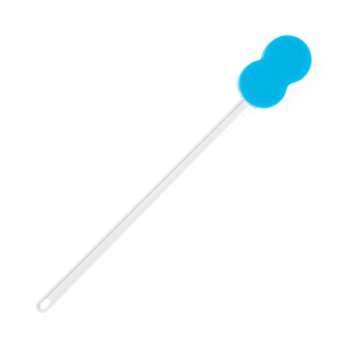 Foam Bath Sponges with Handle; Bendable Handle, Blue and White