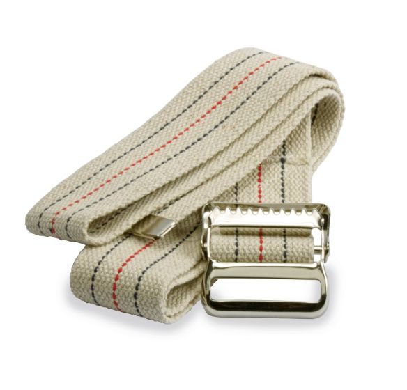 Transfer/Gait Belt; Metal Buckle, Bariatric, 2" x 72", Beige with Stripes