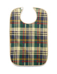 Bib Clothing Protector; 21" x 33" (53 x 84 cm), Tartan with Hook and Loop Strap, Terry Cloth