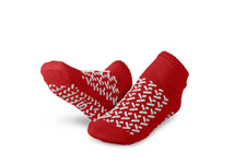 No-Slip Double Tread Slipper Sock, Small, Red