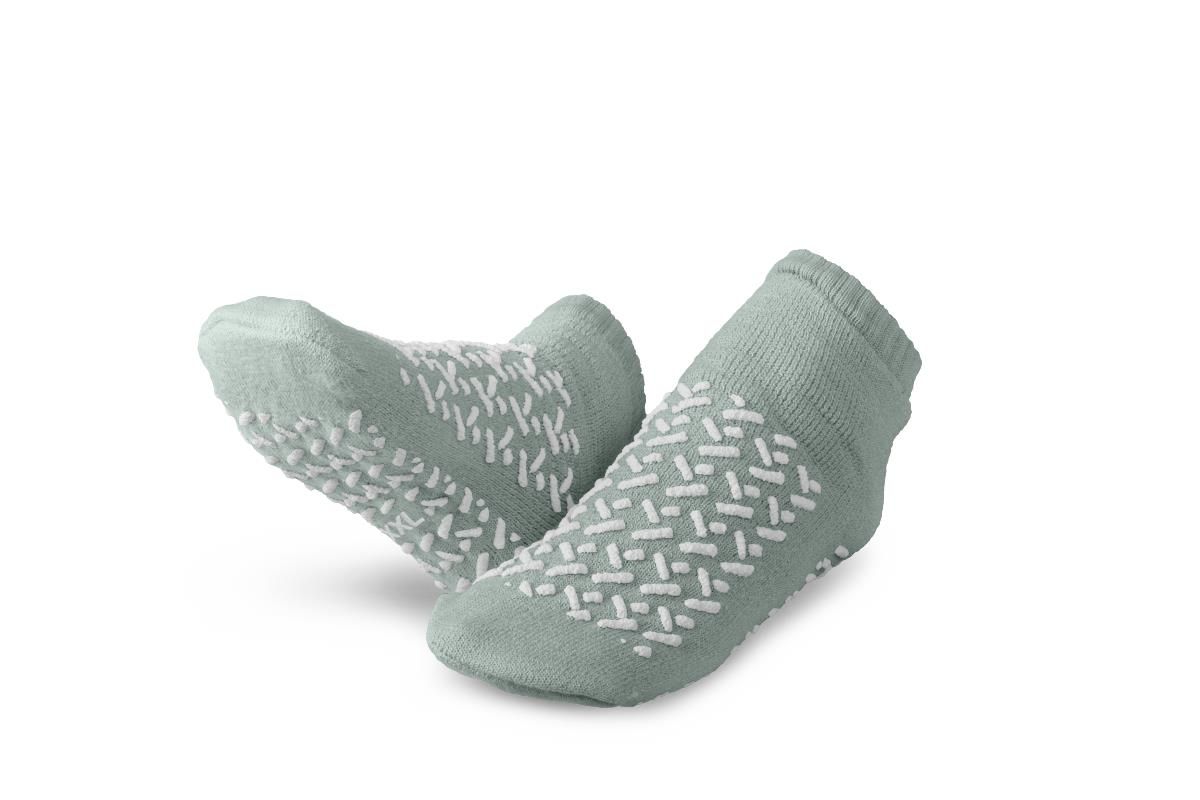 No-Slip Double Tread Slipper Sock, 2XLarge, gray