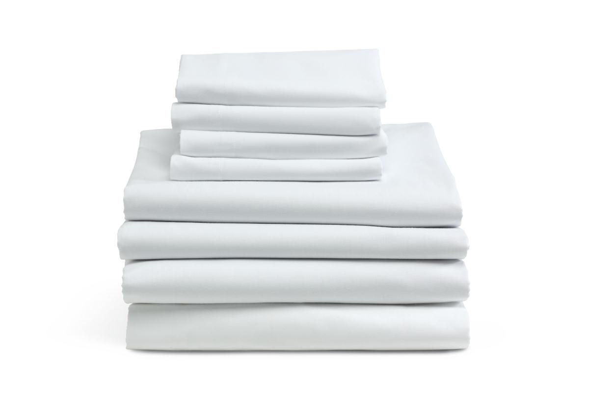 Interblend Percale Flat Sheet; 66" x 108" (168 cm x 274 cm), White