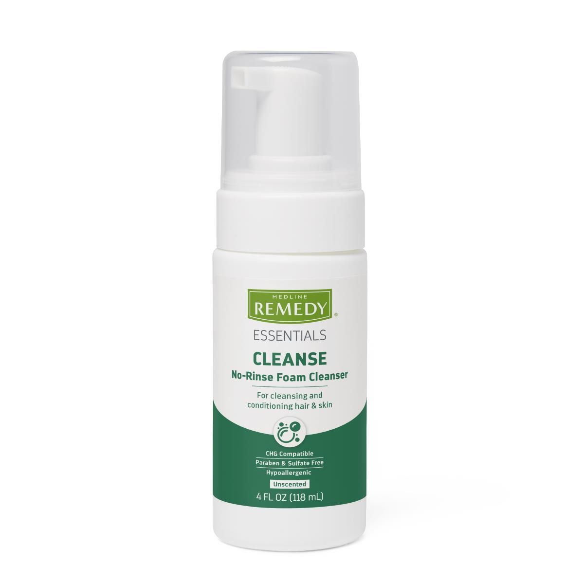 Remedy® ESSENTIALS No-Rinse Foam Cleanser, Unscented, 118 ml Pump Bottle