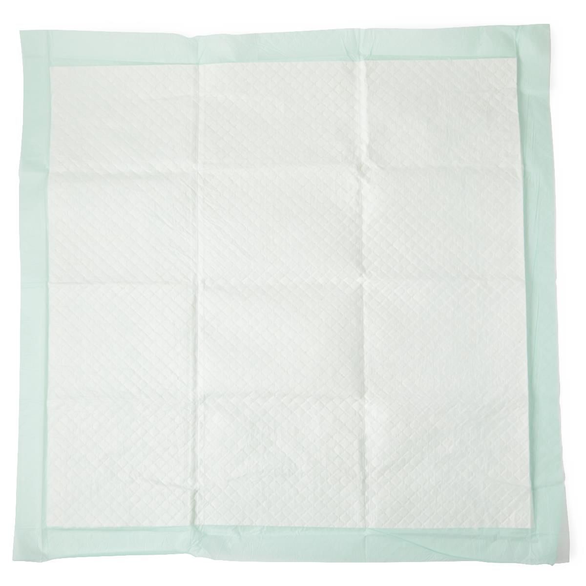 Single-Use Fluff and Polymer Underpad; 36" x 36" (91 cm x 91 cm), Green, Quilted, Heavy Absorbency