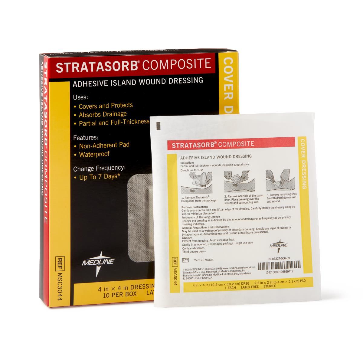 Cover Dressings, 4" x 4" (10.2 x 10.2 cm) Pad: 2.5" x 2" (6.4 x 5.1 cm)