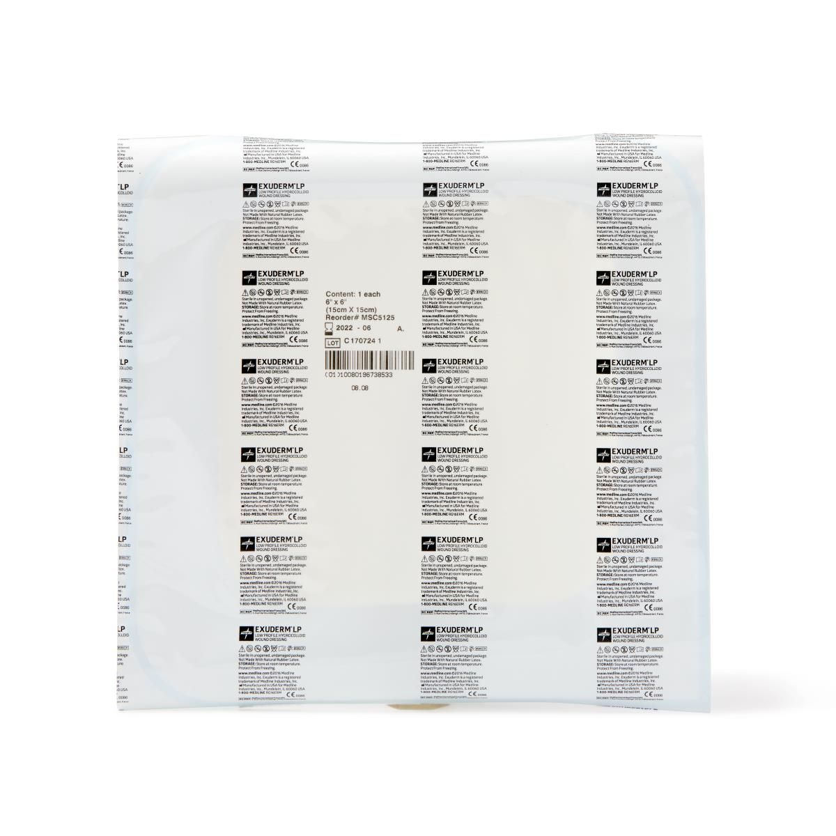 Exuderm® LP Low-Profile Hydrocolloid Wound Dressing, 15 x 15 cm, Thin