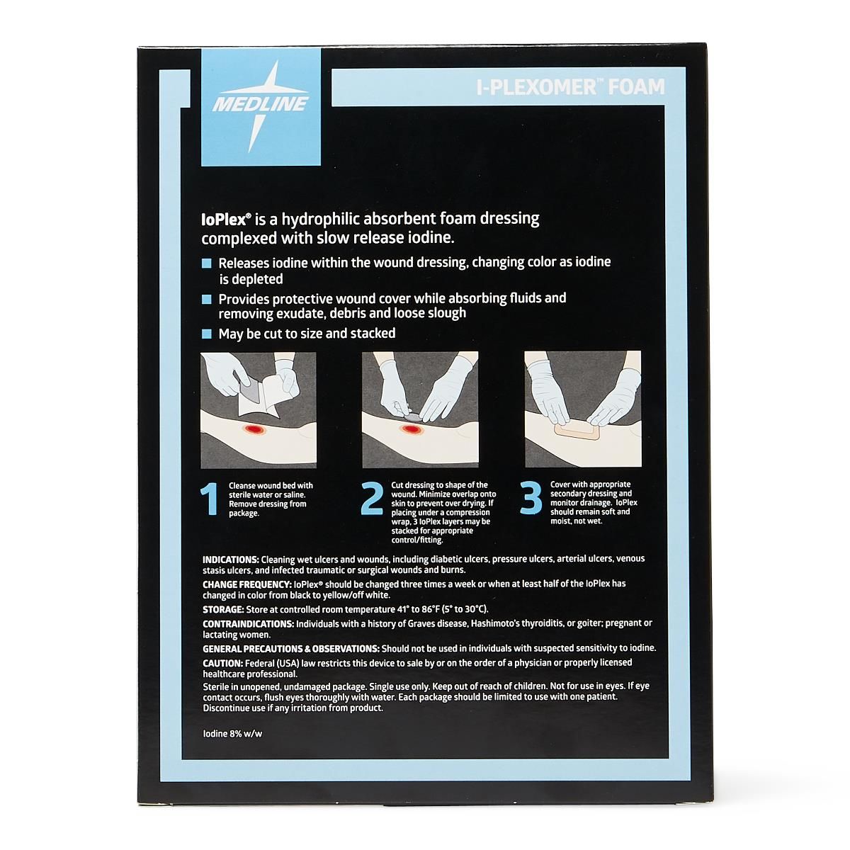 IoPlex® Iodophor Foam Dressing; 4" x 4.75" (10 cm x 12 cm)