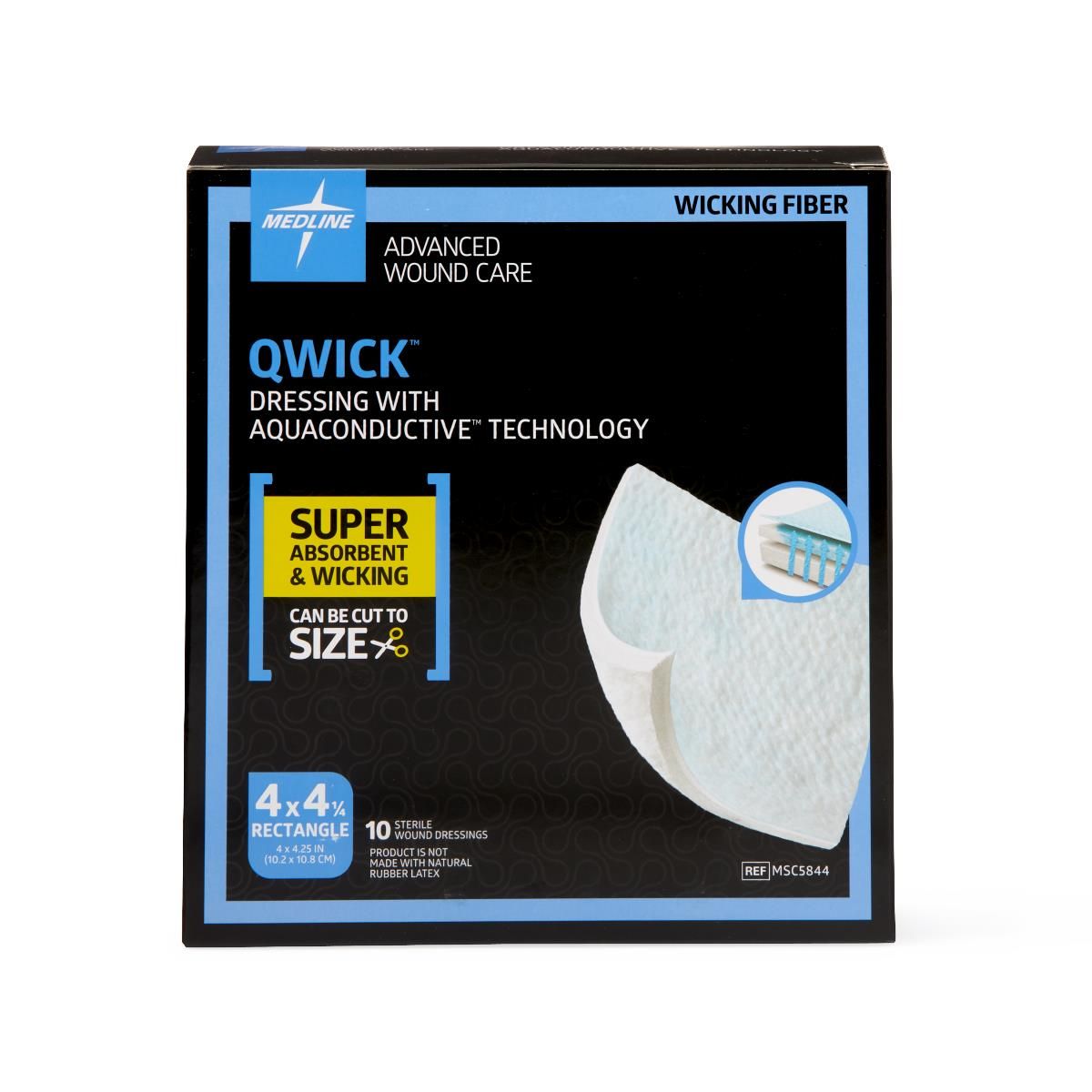 Qwick™ Non-Adhesive Superabsorbent Wound Dressing; 4" x 4.3" (10 cm x 11 cm)