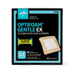 Optifoam® Gentle EX Silicone Adhesive Foam Dressing with Border; 4" x 4" (10 cm x 10 cm)
