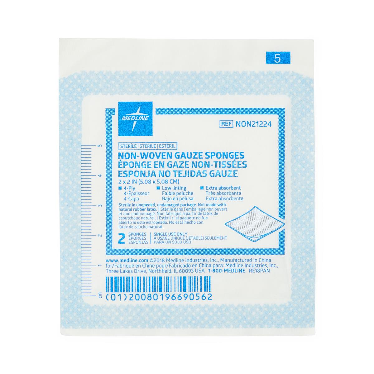Non-Woven Gauze Sponge, 4-Ply, 2" x 2" (5 x 5 cm)