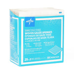 Economical Sterile 100%-Cotton Woven Gauze Sponge; 12 Ply, 4" x 4" (10 cm x 10 cm), 2 Pack