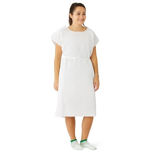 Medline Reinforced Tissue Patient Gown, White, 30 × 42 in, Case of 50