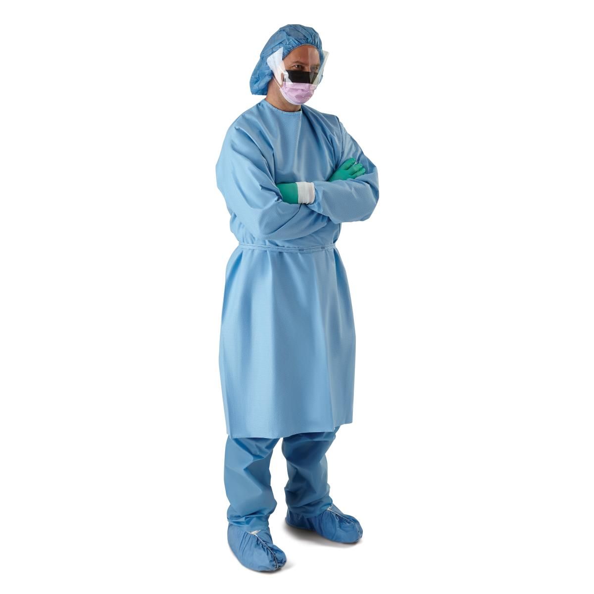 Chemotherapy Protective Procedure Gown, Hook-and-Loop Neck, Large
