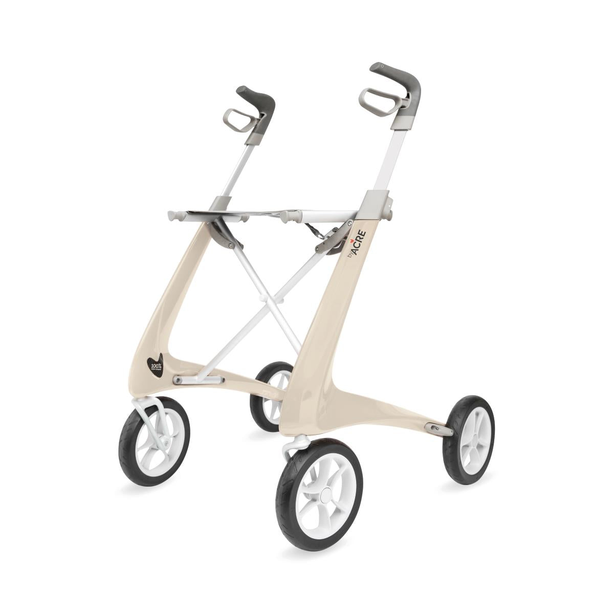 byACRE Carbon Fiber Rollator; White, 16.5" W x 24" H