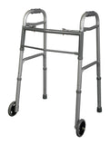 Youth 2-Button Folding Walker with 5" Wheels; Junior, Aluminum