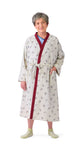 Patient Robe; Large, Grey, Cranberry Trim — Pack of 12