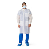 Multi-Layer Lab Coat with Knit Cuffs and Collar; Large, White with Traditional Collar — Case of 30