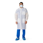 Multi-Layer Lab Coat with Knit Cuffs and Collar; Medium, White with Traditional Collar — Case of 30